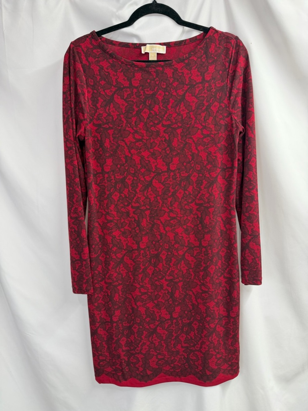 Michael Kors Red and Black Long Sleeve Stretch Dress size M